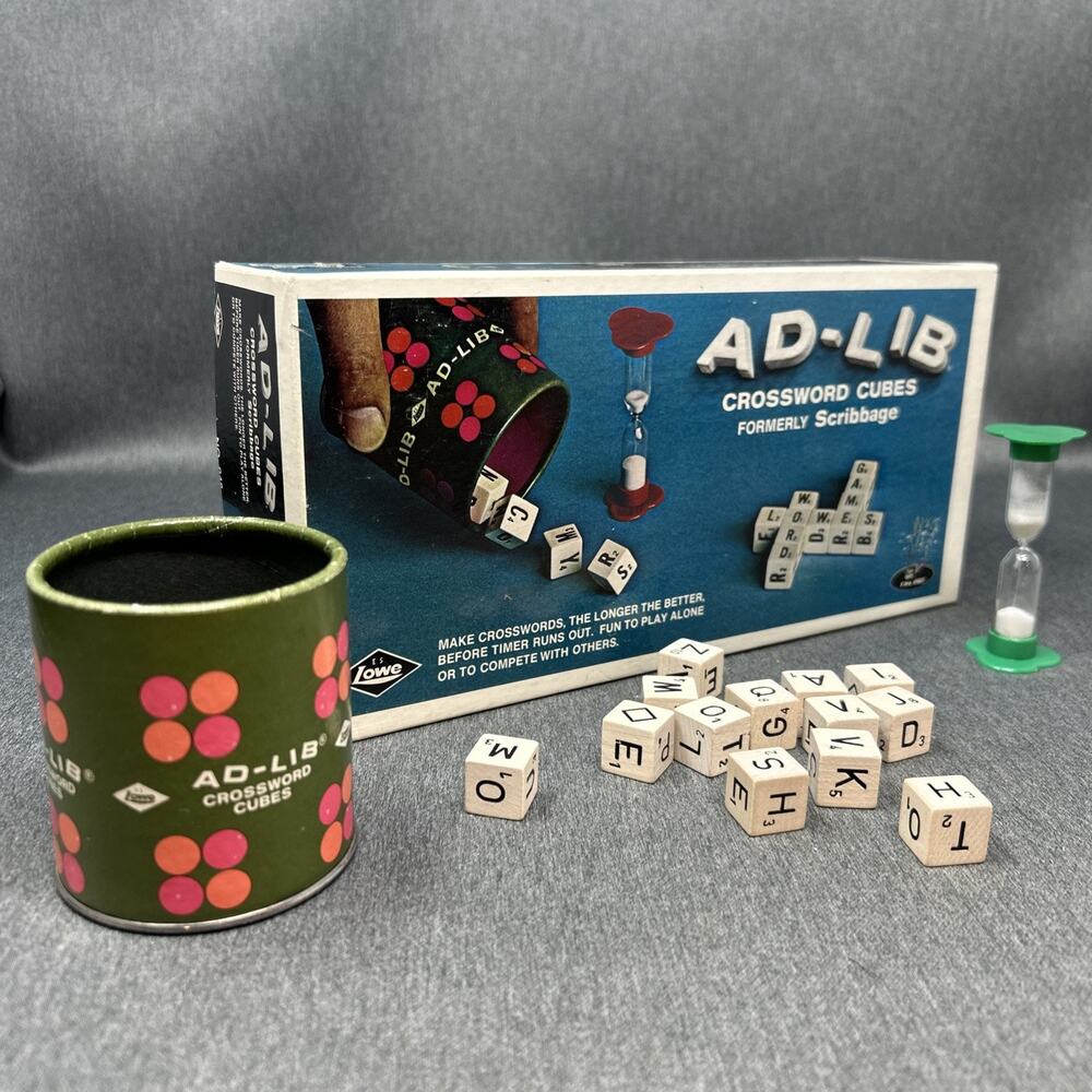VTG 1972 ES Lowe AD LIB Crossword Cubes Formerly Scribbage Word Game COMPLETE